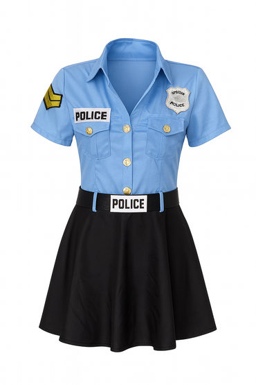 Girls Police Officer Uniform Costume with Vintage Hat