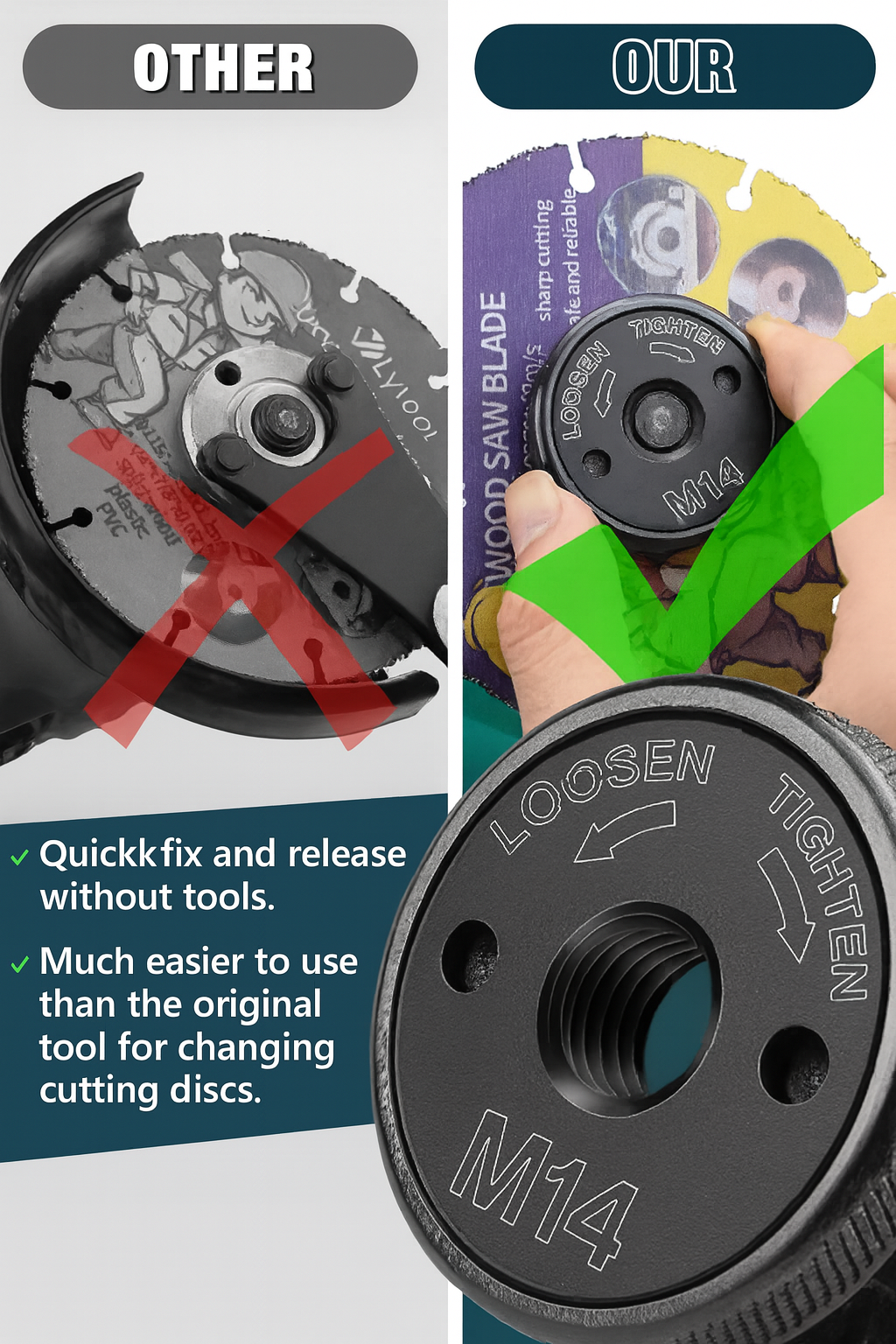 Lytool M14 Quick Release Nut: Effortless Tool-Free Disc Changes for Angle Grinders