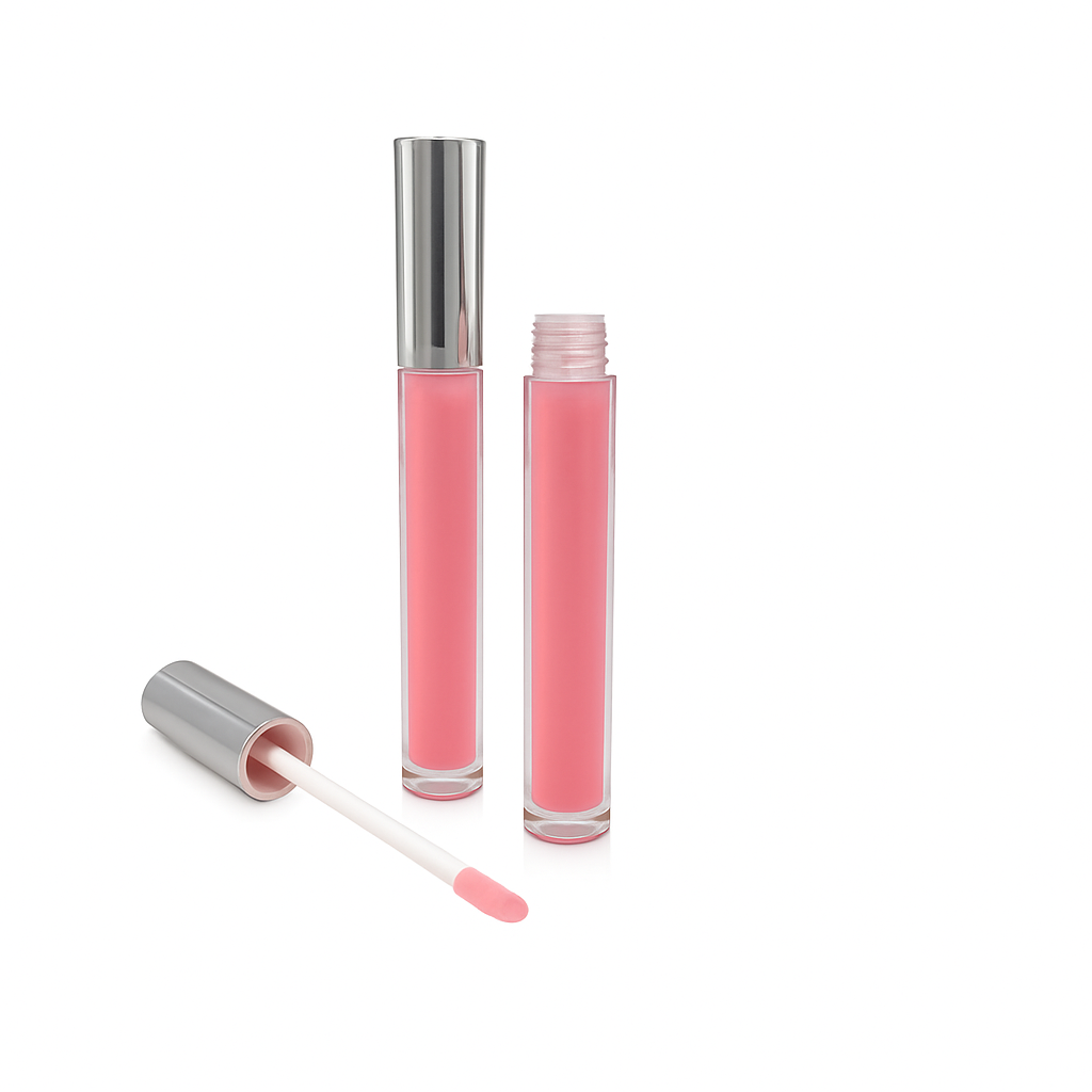 Shiny Silver Cap Clear Lip Gloss Container with Clear Bottle 10pcs set.