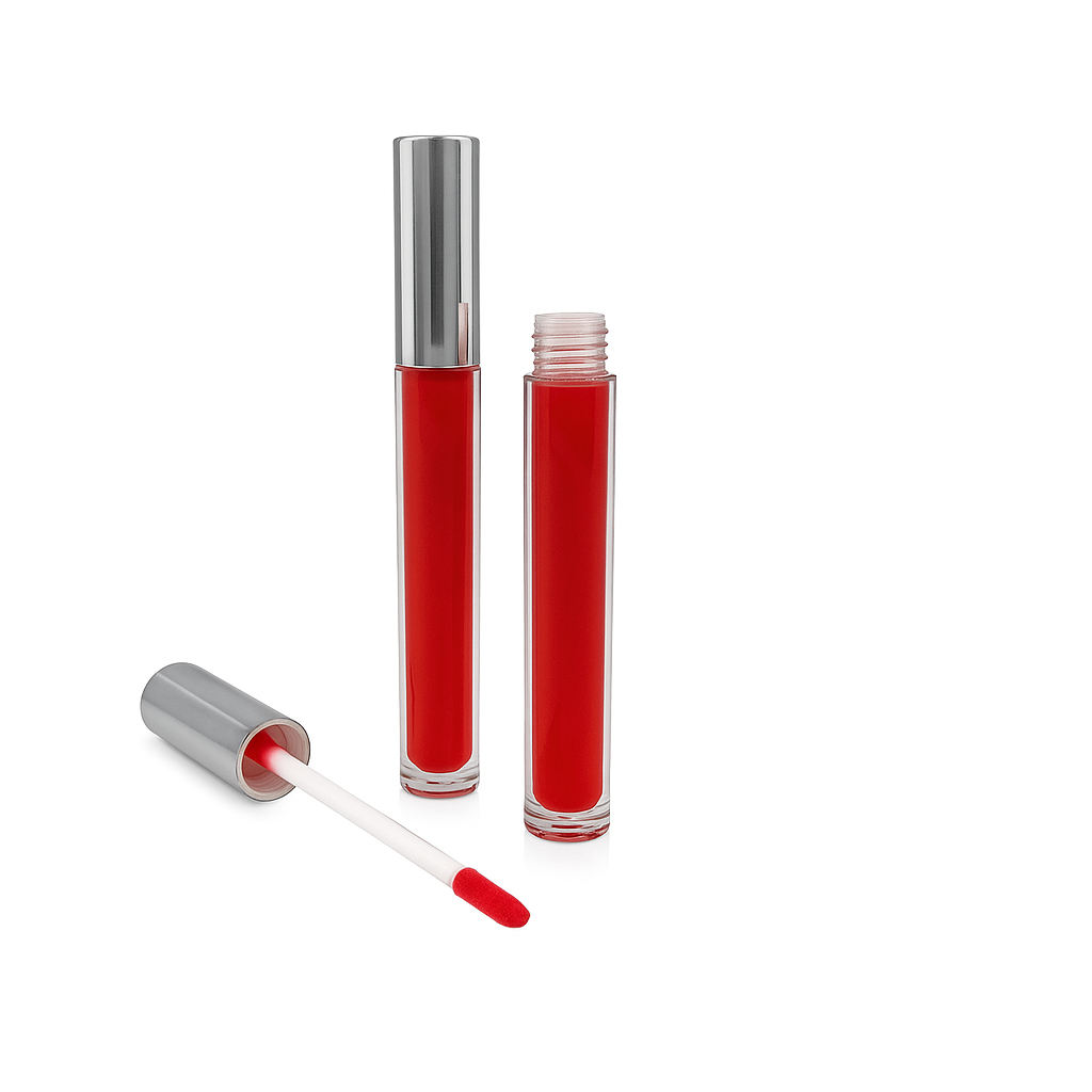 Shiny Silver Cap Clear Lip Gloss Container with Clear Bottle 10pcs set.