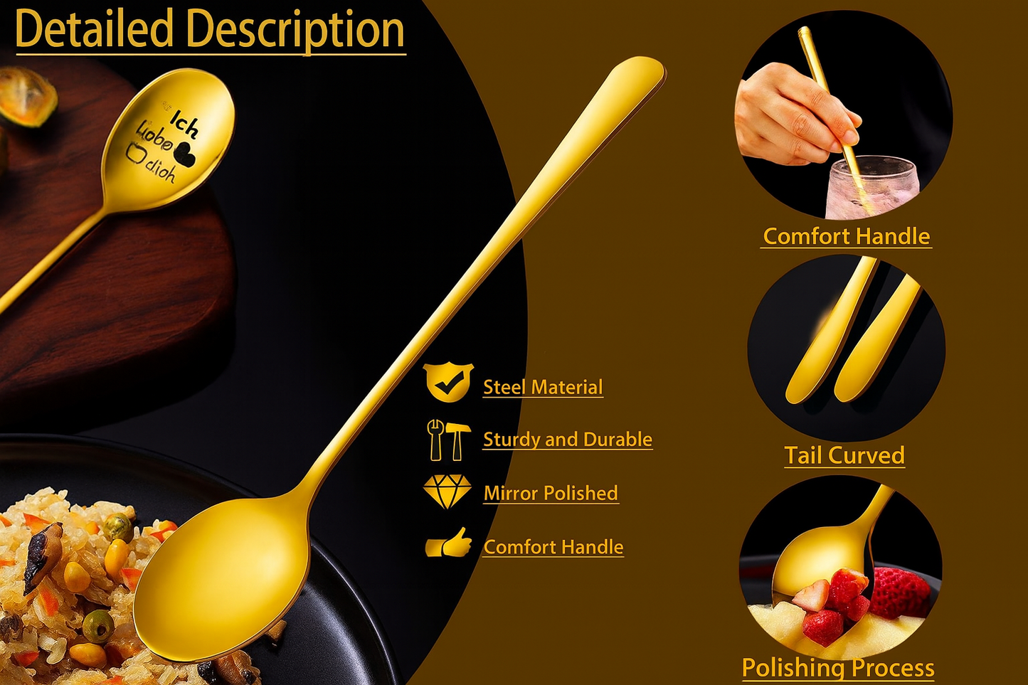 DIKARIYA Engraved 'I Love You' Stainless Spoon Set