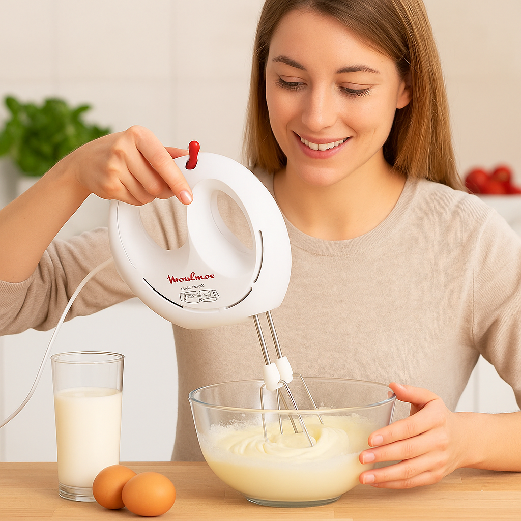 Moulinex Easy Max 5-Speed Hand Mixer with Stainless Whisk.