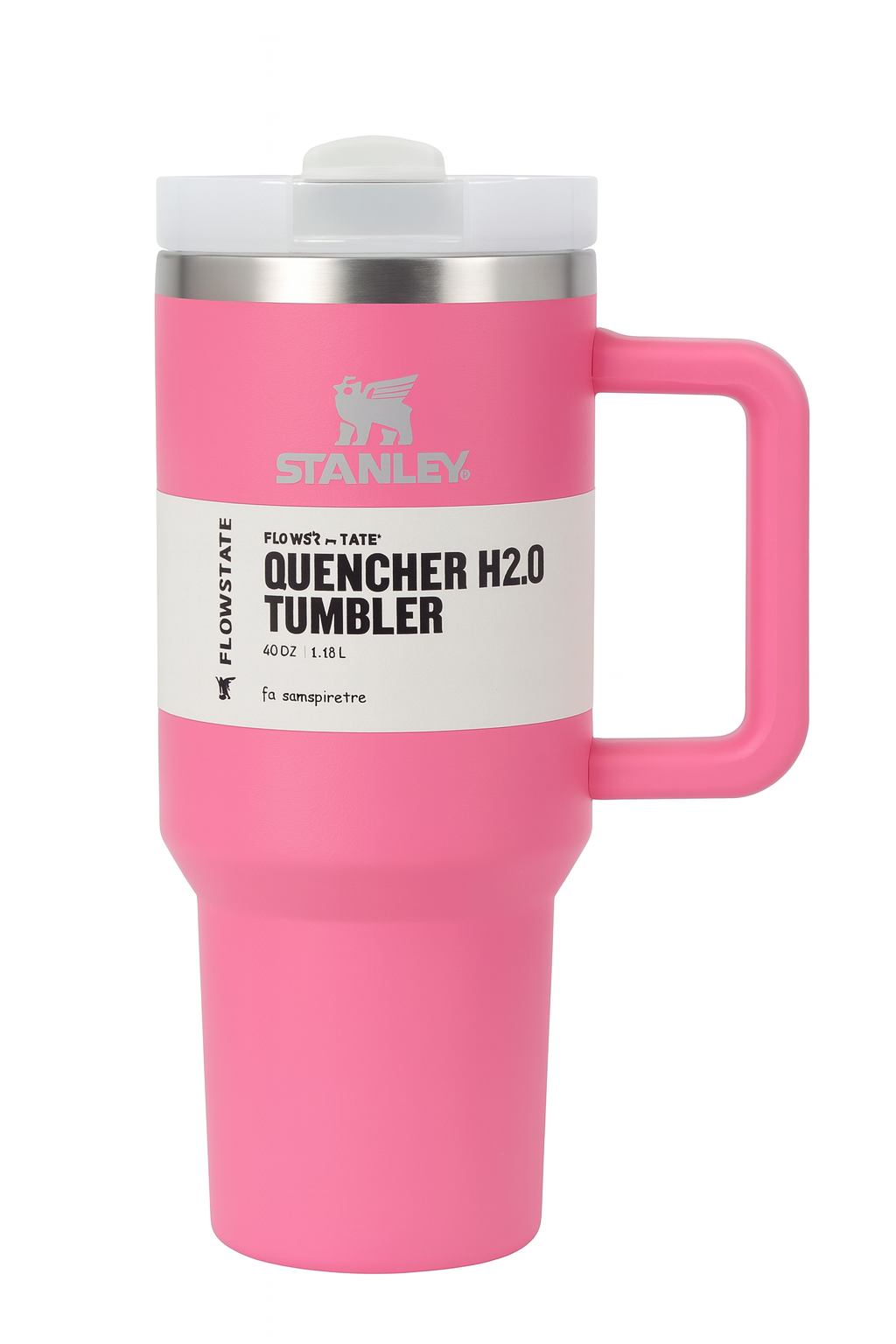 Hot Pink original Stanley Quencher Tumbler Cup with Comfortable Handle.
