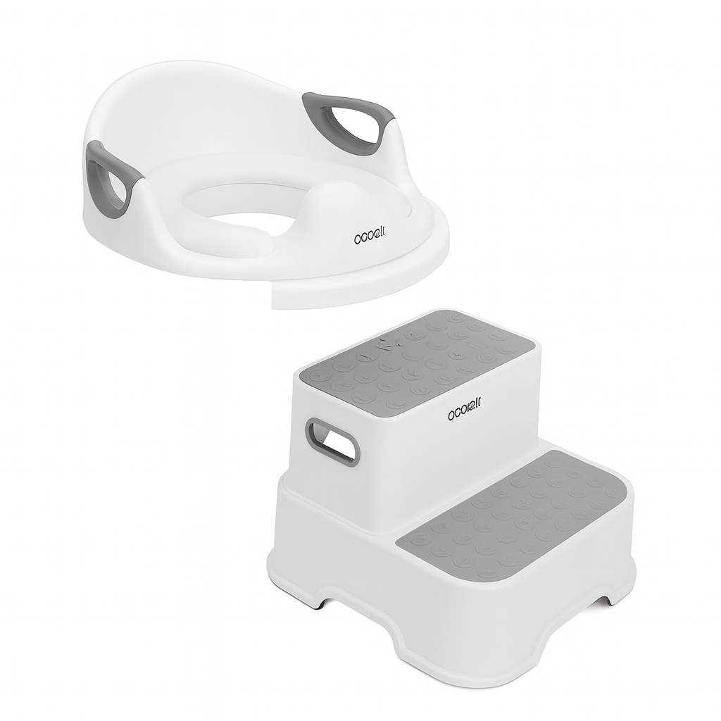 Adjustable Gray Potty Training Seat with Step Stool
