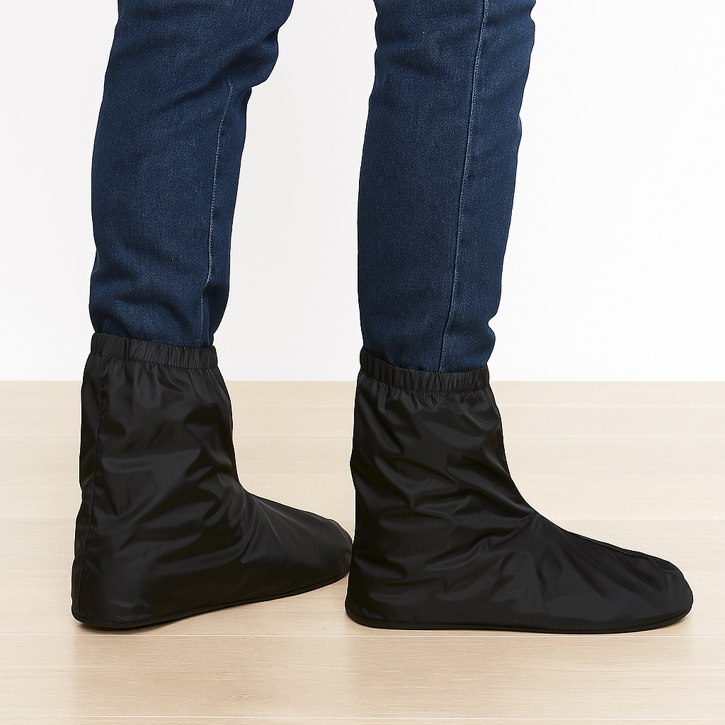 Waterproof Motorcycle Over Boots Black Nylon Rain Boots