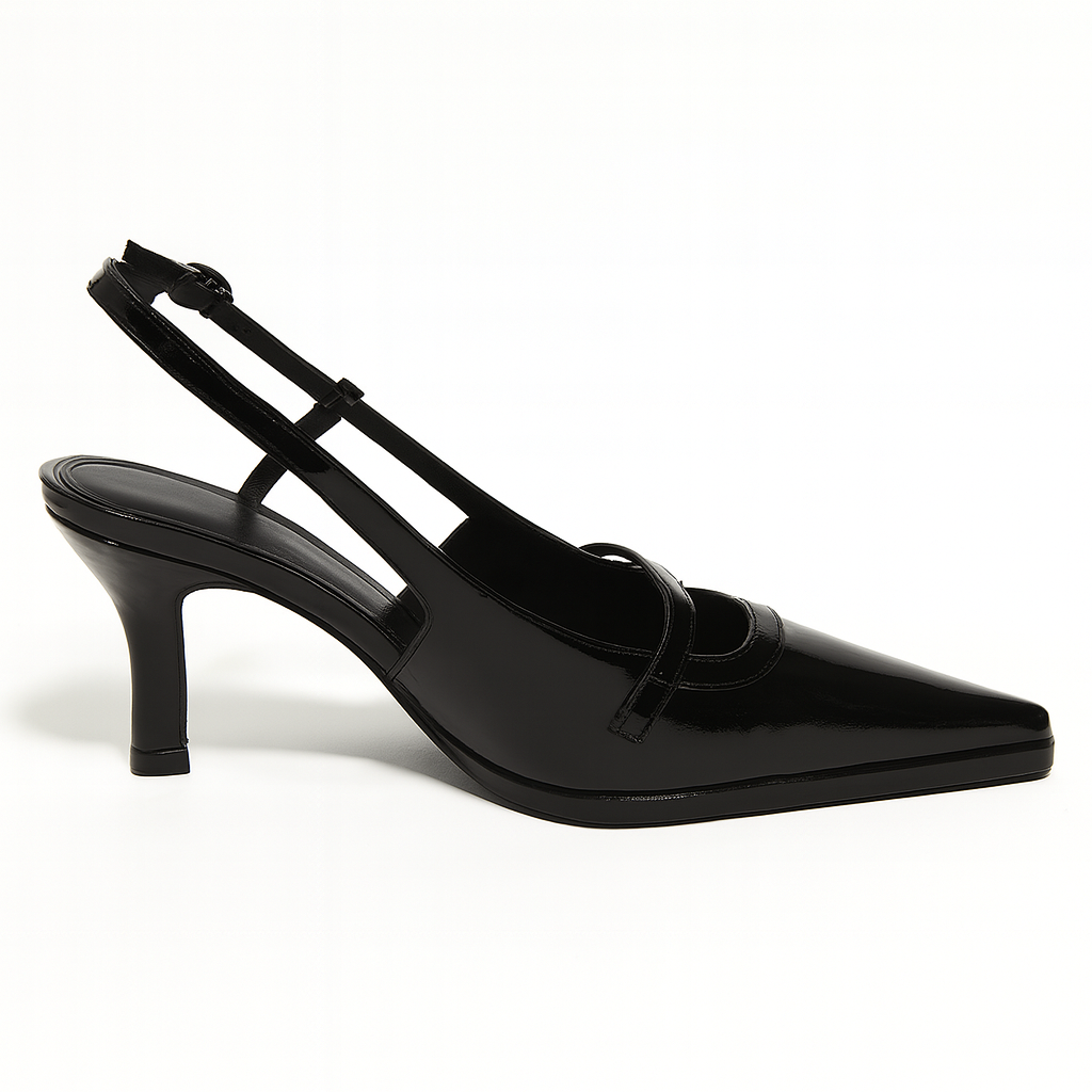 BERSHKA Buckle Detail Kitten Heel Shoes for Elegant Women