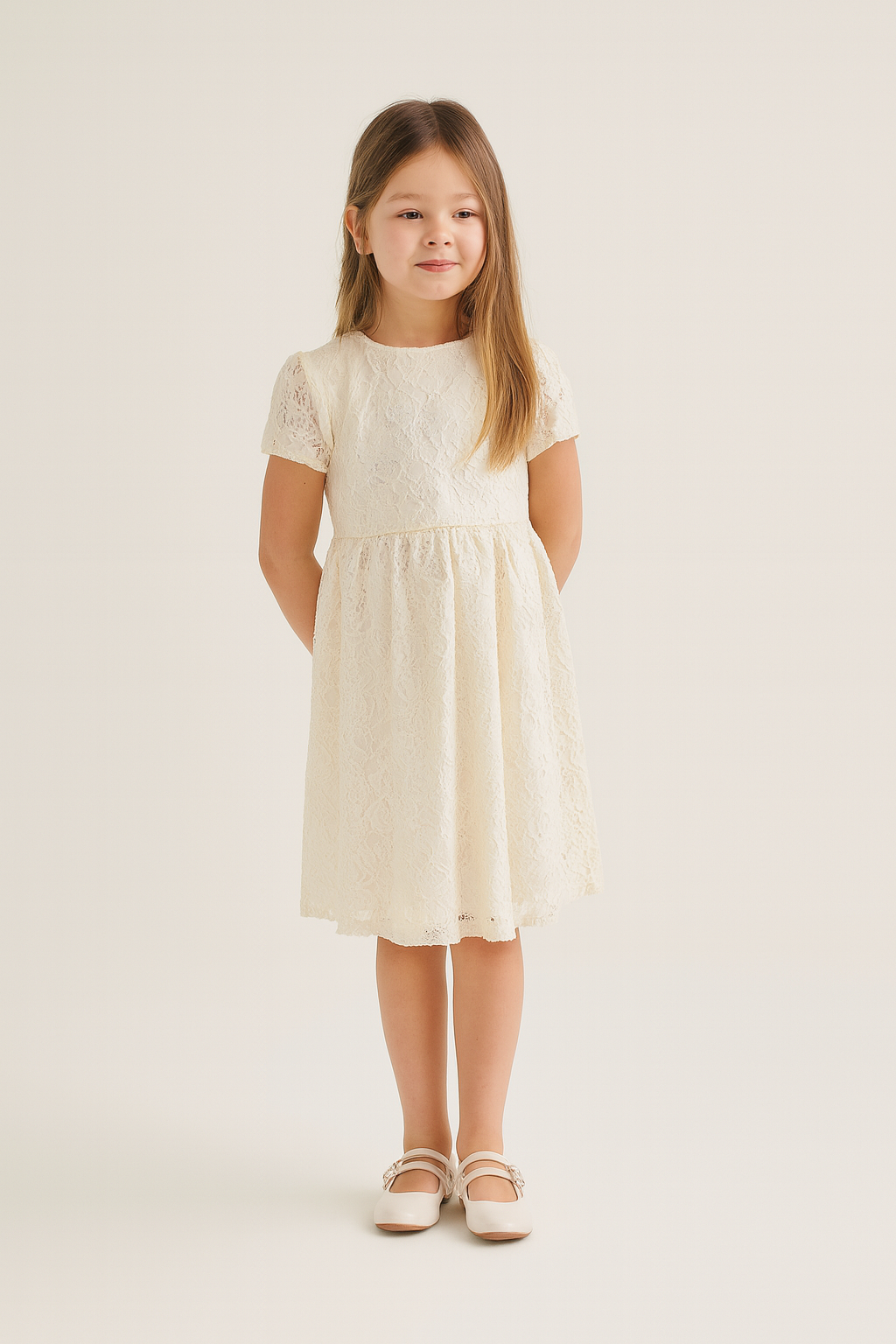 Beige Satin Double-Buckle Ballerina Shoes for Girls – La Redoute