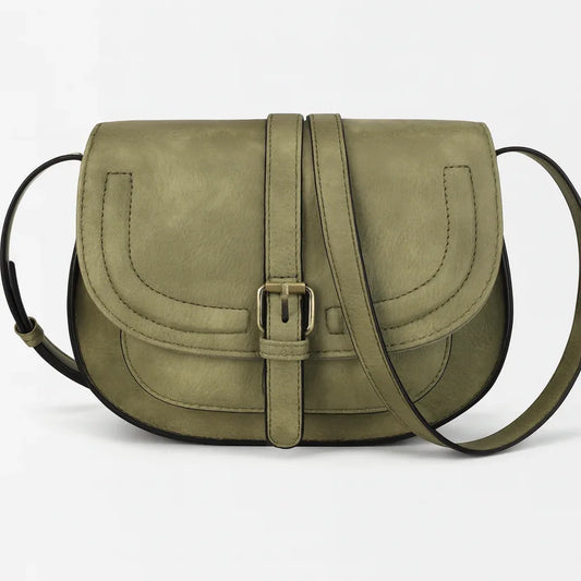 AFKOMST Boho Vegan Leather Small Saddle Crossbody Bag for Women - Gomix Brands Outlet