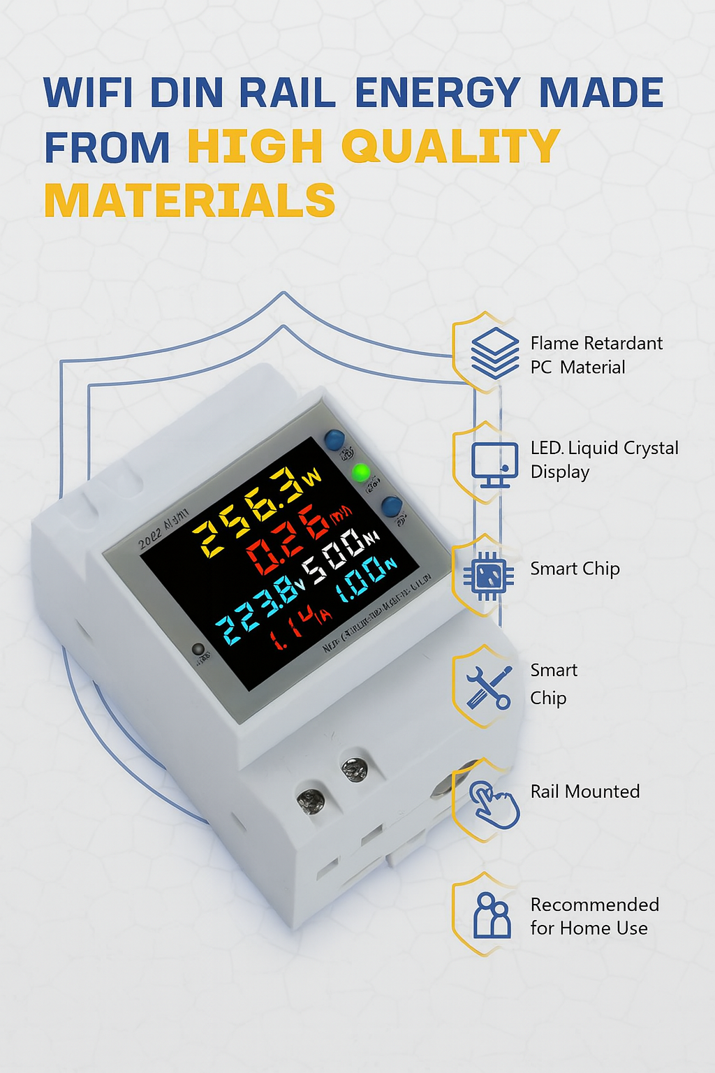 BOSYTRO Smart WiFi Electricity Meter: 1-Phase AC40-300V 100A DIN Rail KWh Monitor