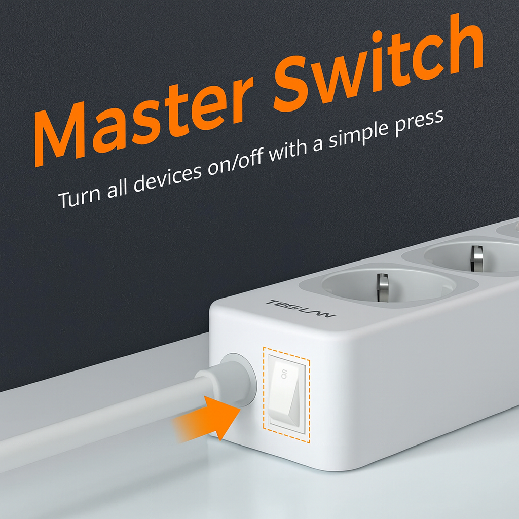 TESSAN 7-in-1 Power Strip with 4 AC Outlets, USB-C, 2 USB-A Ports