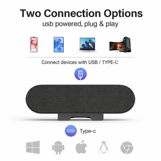 ZETIY USB Mini Soundbar for Monitor – Black Clip-On PC Speaker - Gomix Brands Outlet