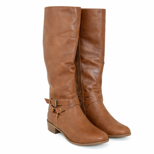 Ana Torrance Brown Faux Leather Riding Boots