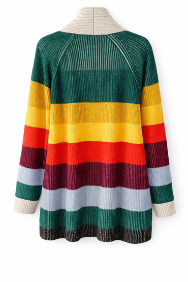 Lands End Rainbow Striped Open Cardigan 100% Cotton - Gomix Brands Outlet