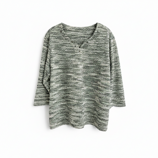 Alfred Dunner Sweater Lake Geneva Embellished Space-Dyed Knit Top