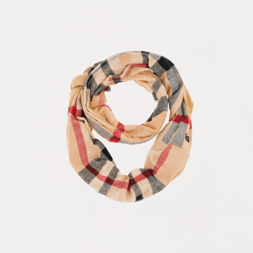 V.Fraas Narrow Loop Scarf with FRAAS Plaid Check Pattern