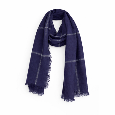 Mixit Black Gold/Peacoat Silver Oblong Scarf - Versatile