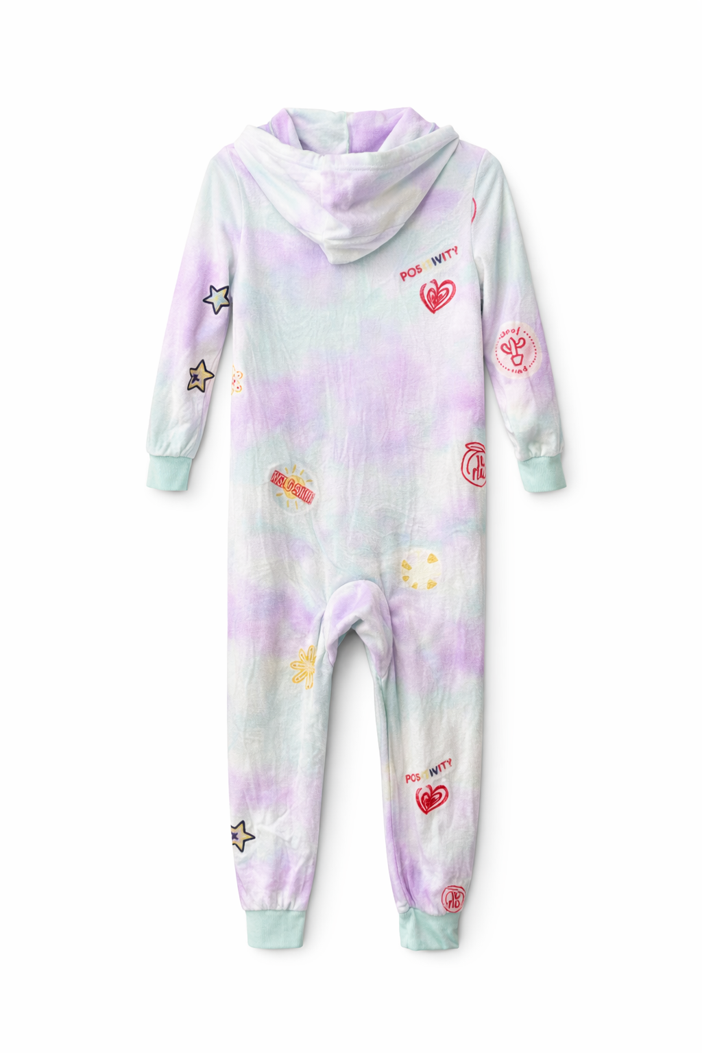 Cat & Jack Girls One Piece Fleece Zipper Open Feet Pajamas With Hood