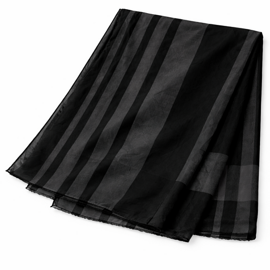 Style Collection Black Satin Elegant Women's Stripe Scarf with Soft Finish