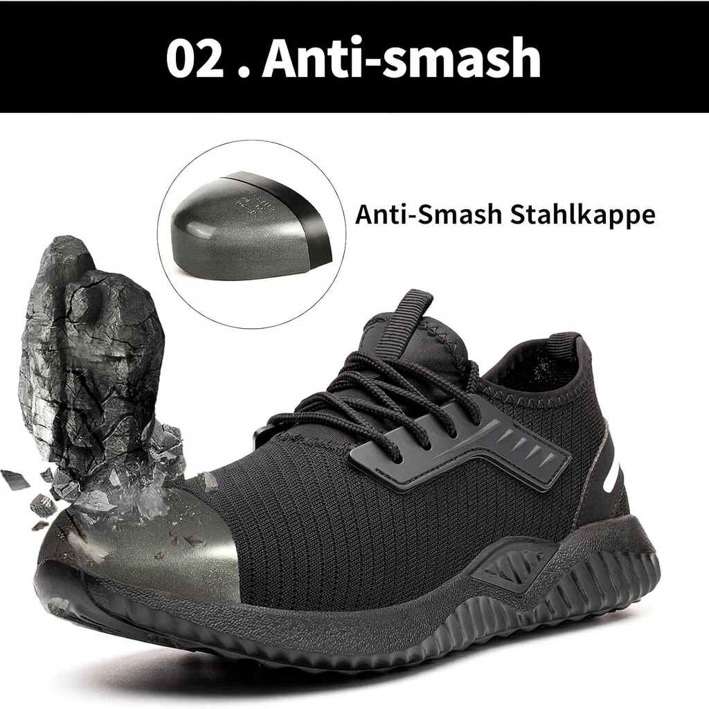 ZVC Breathable Steel Toe Safety Work Shoes for Men