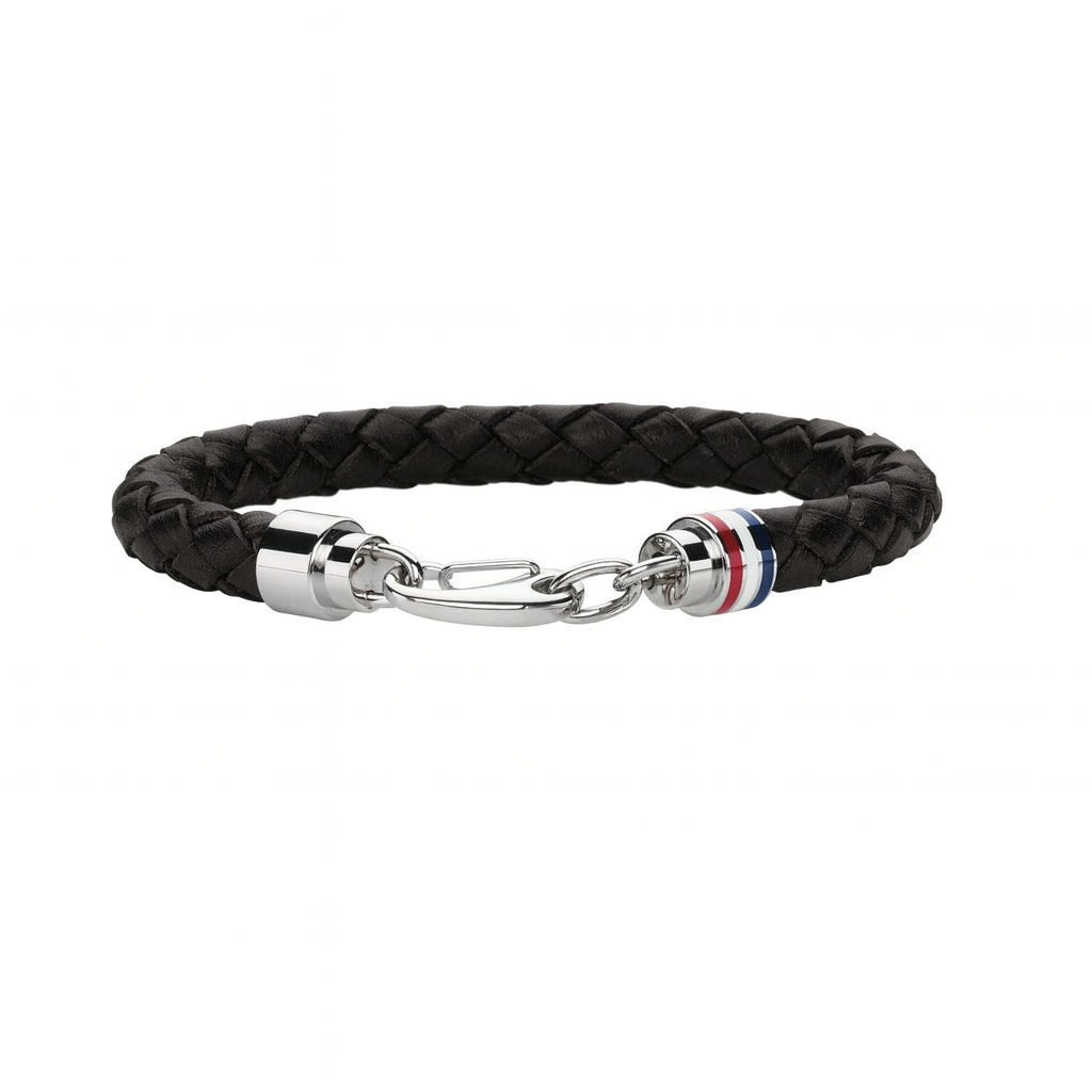 Tommy Hilfiger Men's Braided Brown Leather Bracelet with Stainless Steel Closure