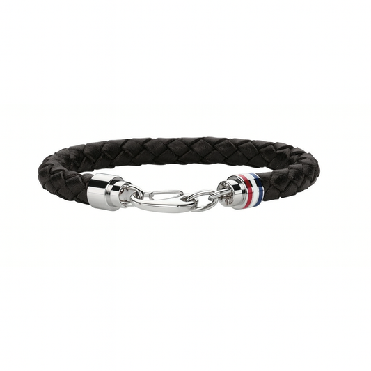 Tommy Hilfiger Men's Braided Brown Leather Bracelet with Stainless Steel Closure