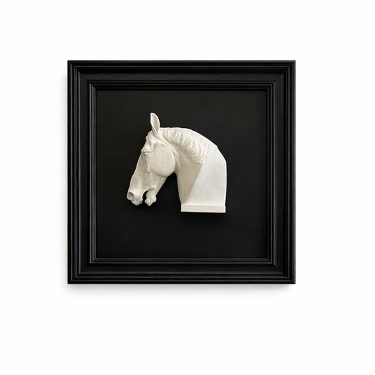 Folkor Modern 3D Horse Head Wooden Art Frame – Decorative Relief Sculpture