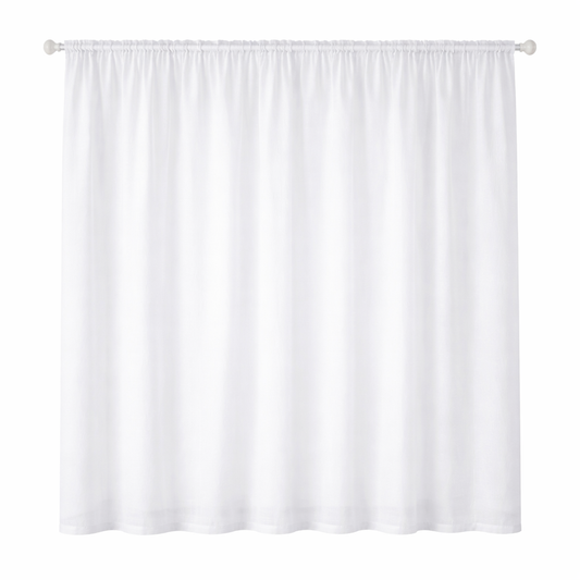 WOLTU Transparent Curtain with Ruffled Tape, Linen look - 140 x 145 cm