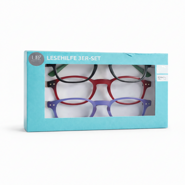 UP2FASHION Classic Reading Glasses with Adjustable Nose Pads - Set Of 3