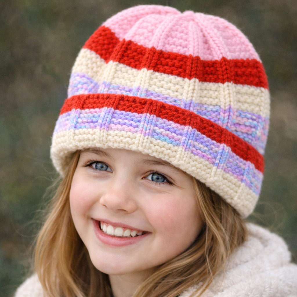 even&odd Kids Winter Knit Beanie – Soft Multicolor Striped Warm Hat
