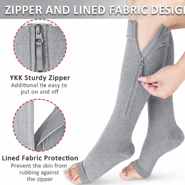 Ailaka Knee-High Zippered Medical Compression Socks 15-20 mmHg