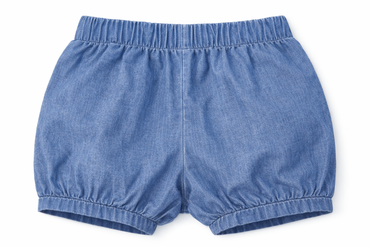 Okie Dokie Baby Denim Bloomer Shorts – Elastic Waist, Soft Blue