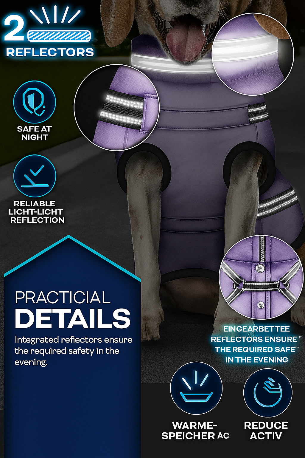Tresko Reflective Waterproof Winter Dog Coat with Harness and Leash Hole
