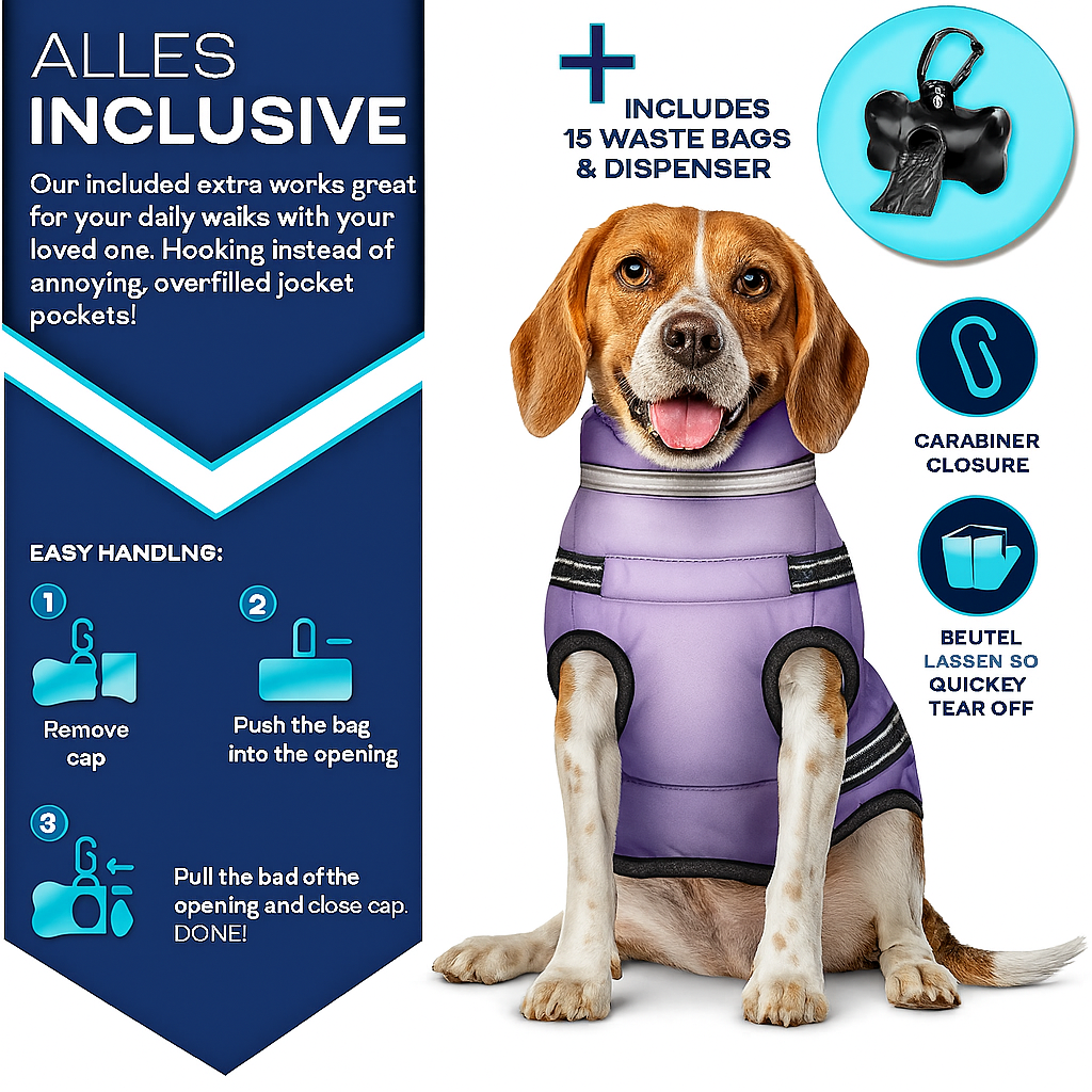 Tresko Reflective Waterproof Winter Dog Coat with Harness and Leash Hole
