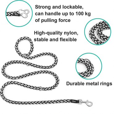 Reflective Dog Leash - Adjustable Dual Clip Lead