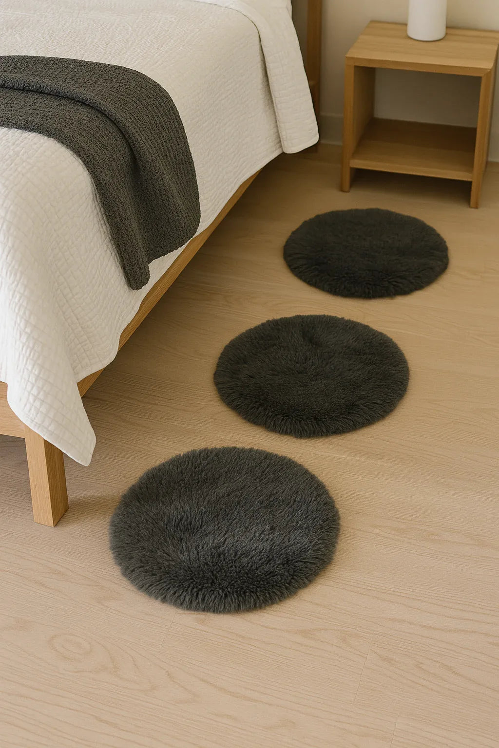 CB Home Style Faux Fur Rug - Anthracite Round Seat Cushion Set of 3 - Gomix Brands Outlet
