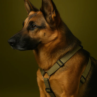 Heavy-Duty Adjustable Dog Harness – Olive Green Stripe | Secure & Reflective Fit - Gomix Brands Outlet