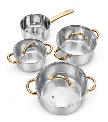 GSW Germany Stainless Steel Stock Pot set of 3 pots and 1 Saucepan