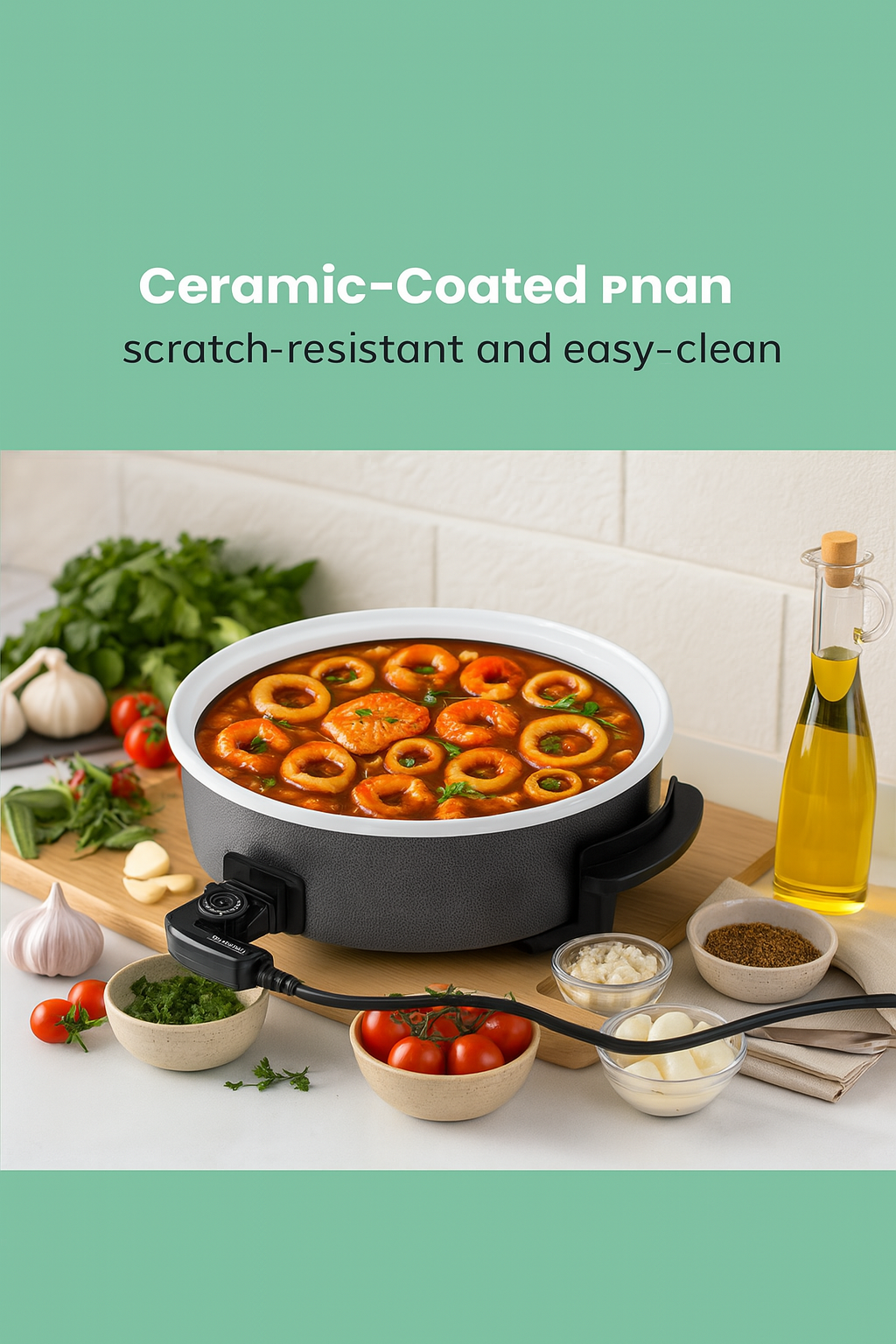 Clatronic Party Pan: Multifunctional Ceramic Coated Electric Roasting Dish with Lid