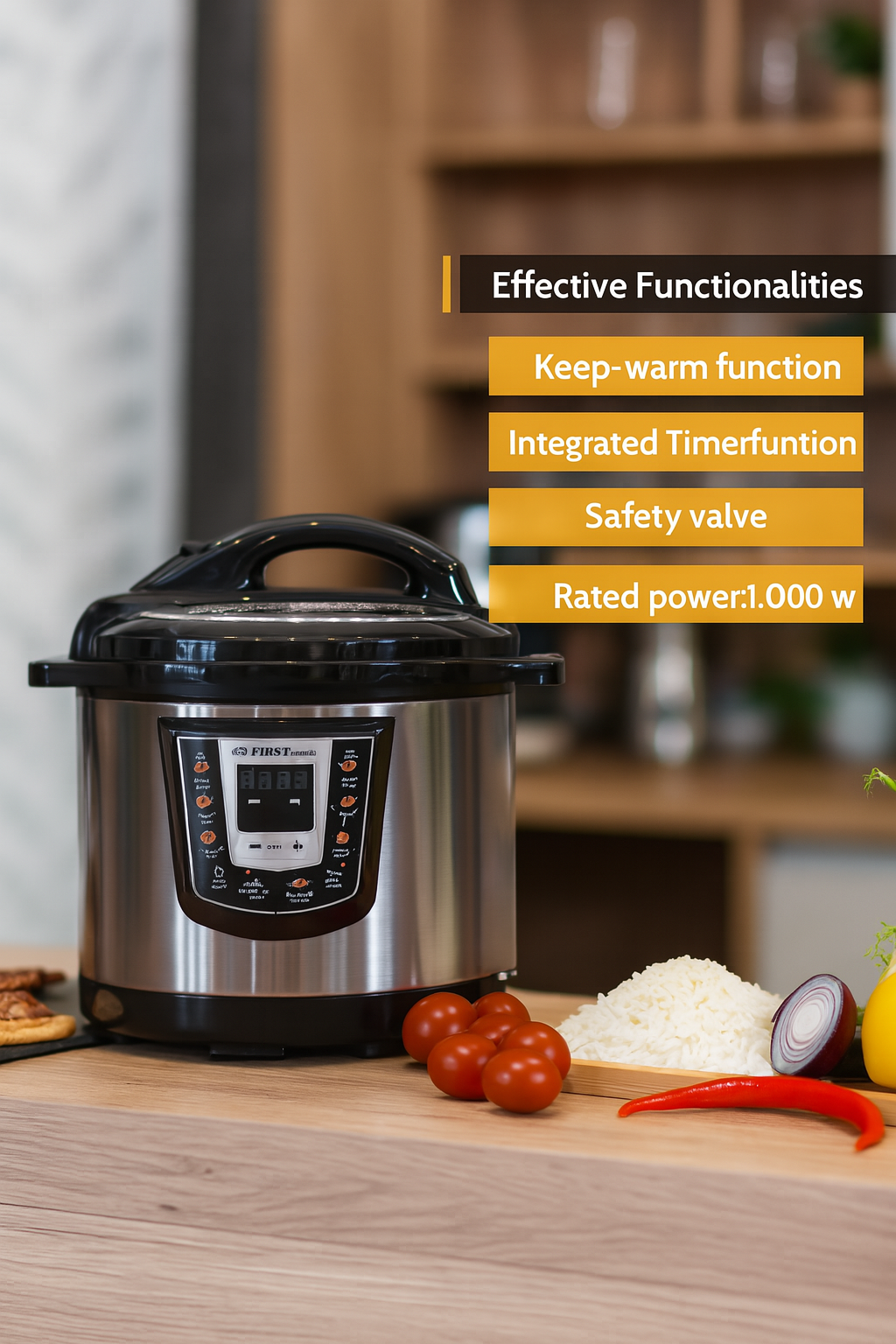 6L Electric Pressure Cooker 9-in-1 Multicooker with Automatic Programs