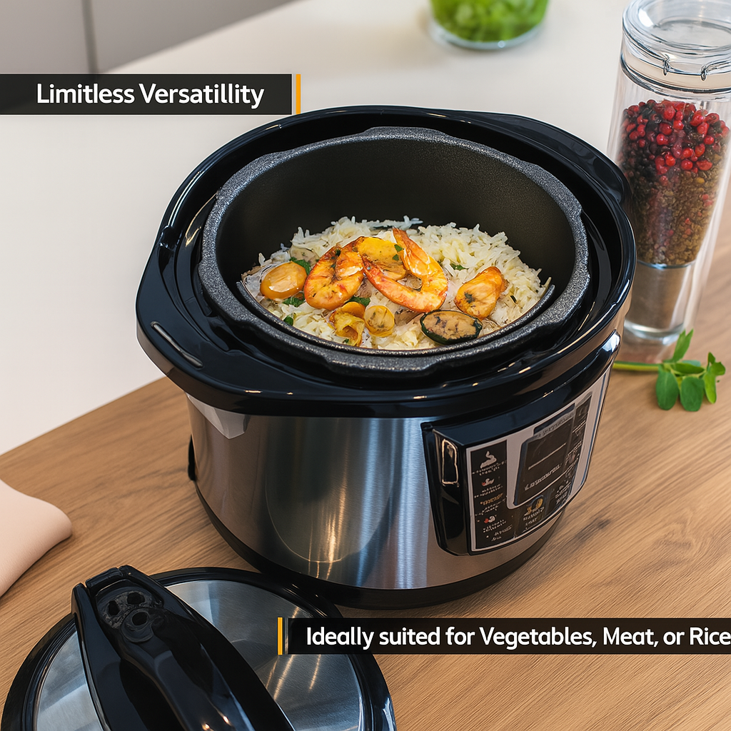 6L Electric Pressure Cooker 9-in-1 Multicooker with Automatic Programs
