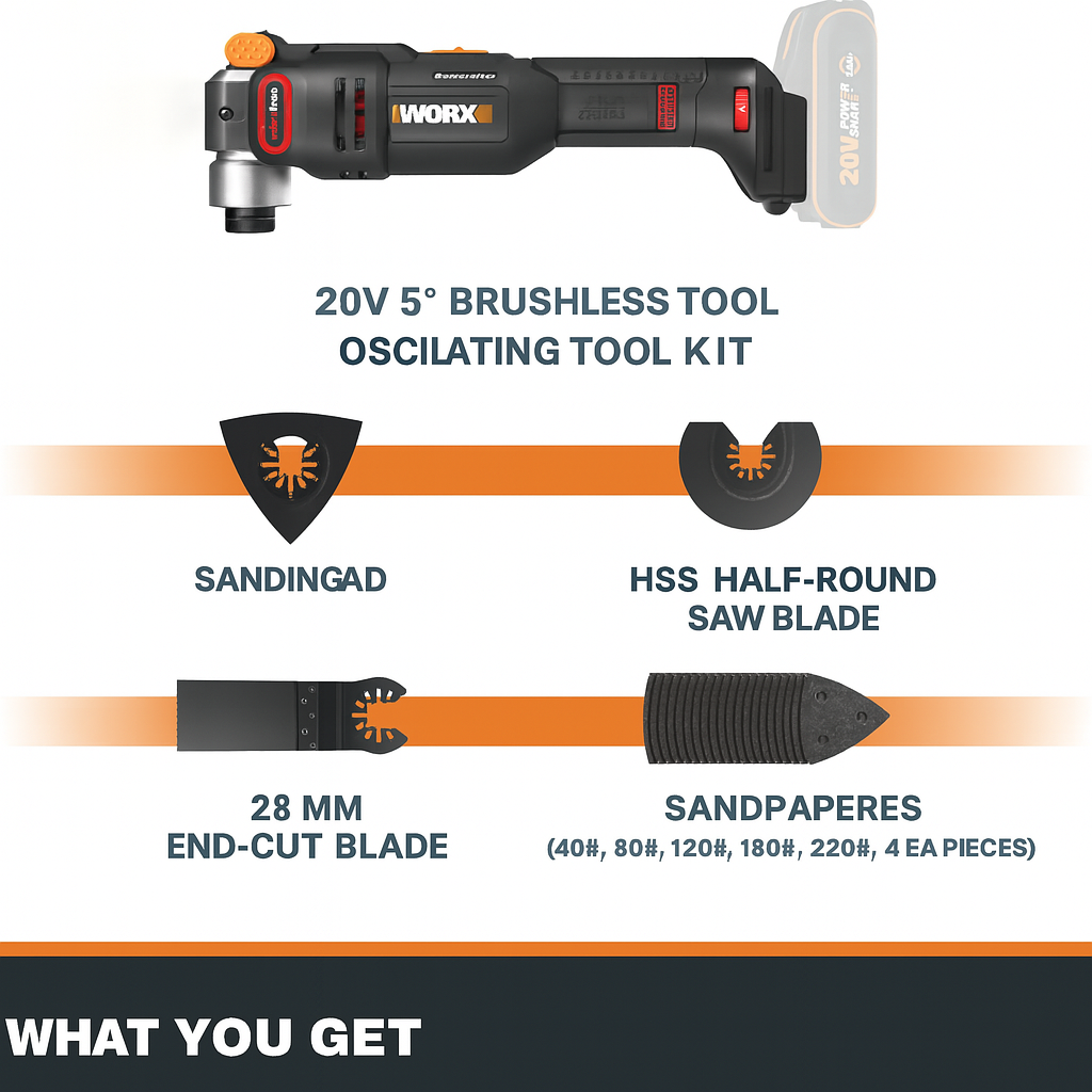 WORX Nitro 20V Cordless Sonicrafter: Brushless Multi-Tool for Cutting, Sawing, Grinding