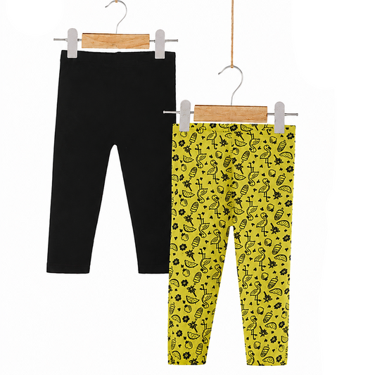 LUPILU Capri Leggings 2‑Piece Black Yellow