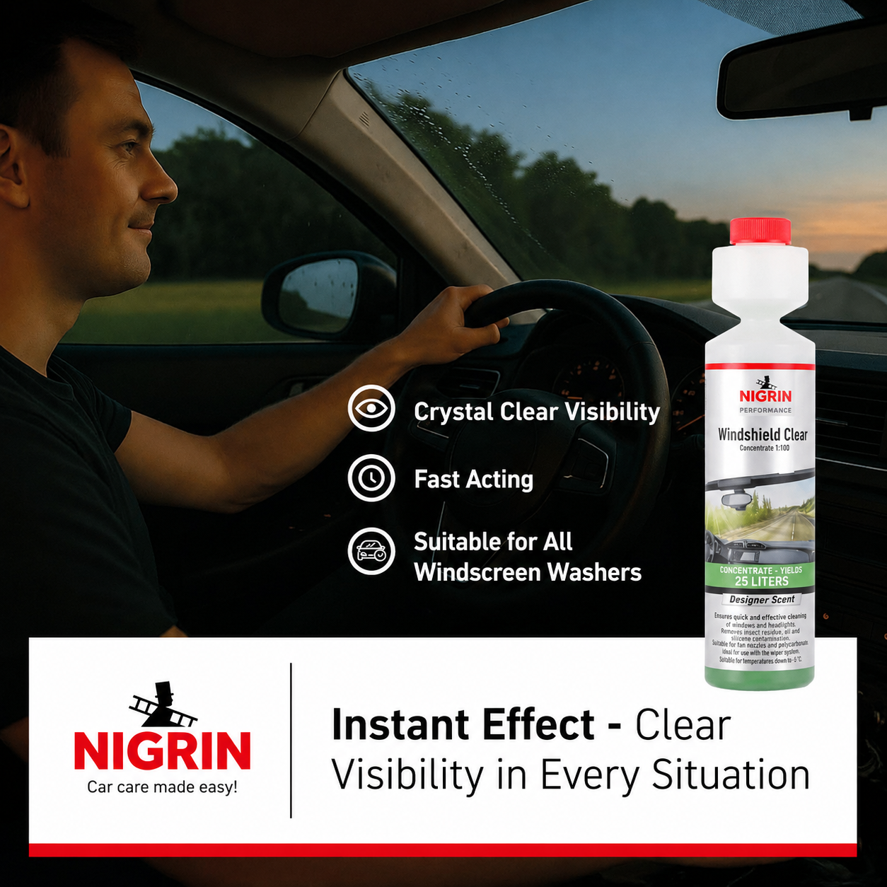 NIGRIN glass cleaner Concentrate Front Vehicle Glass 250ml Clear