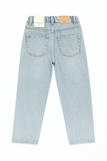 Zara Kids Baggy Fit Elastic Waist Denim Jeans Light Blue Casual