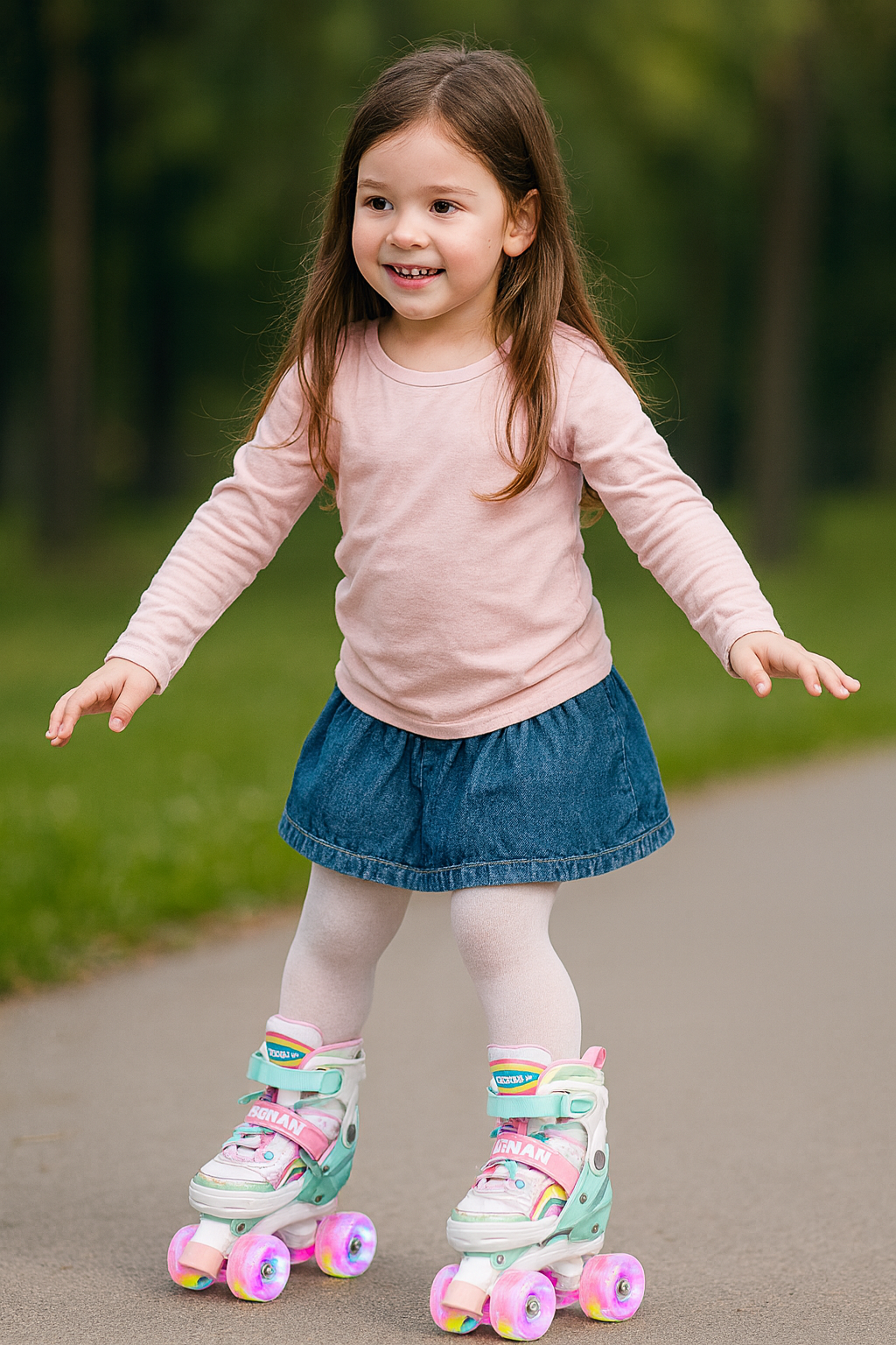 Adjustable Girls Roller Skates with Flashing Wheels for Toddlers Ages 4-5