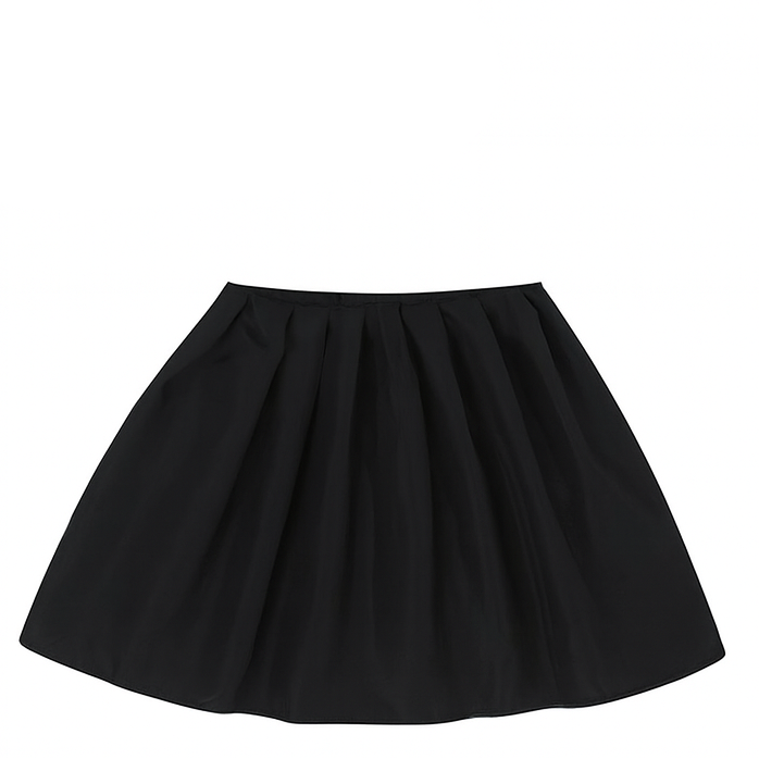 Blue police-style shirt with badges and a black skirt on a white background