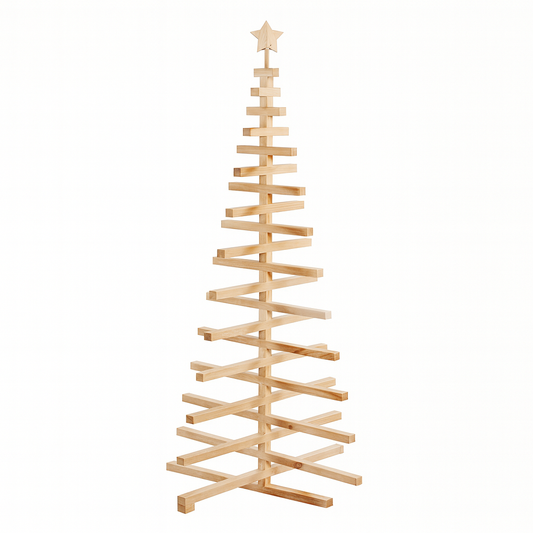 Livarno Home Reusable Wooden Christmas Tree, 23 Adjustable Branches, Stable Base