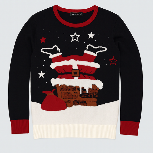 Men's Black Livergy Santa Christmas Jumper Soft Acrylic Knit