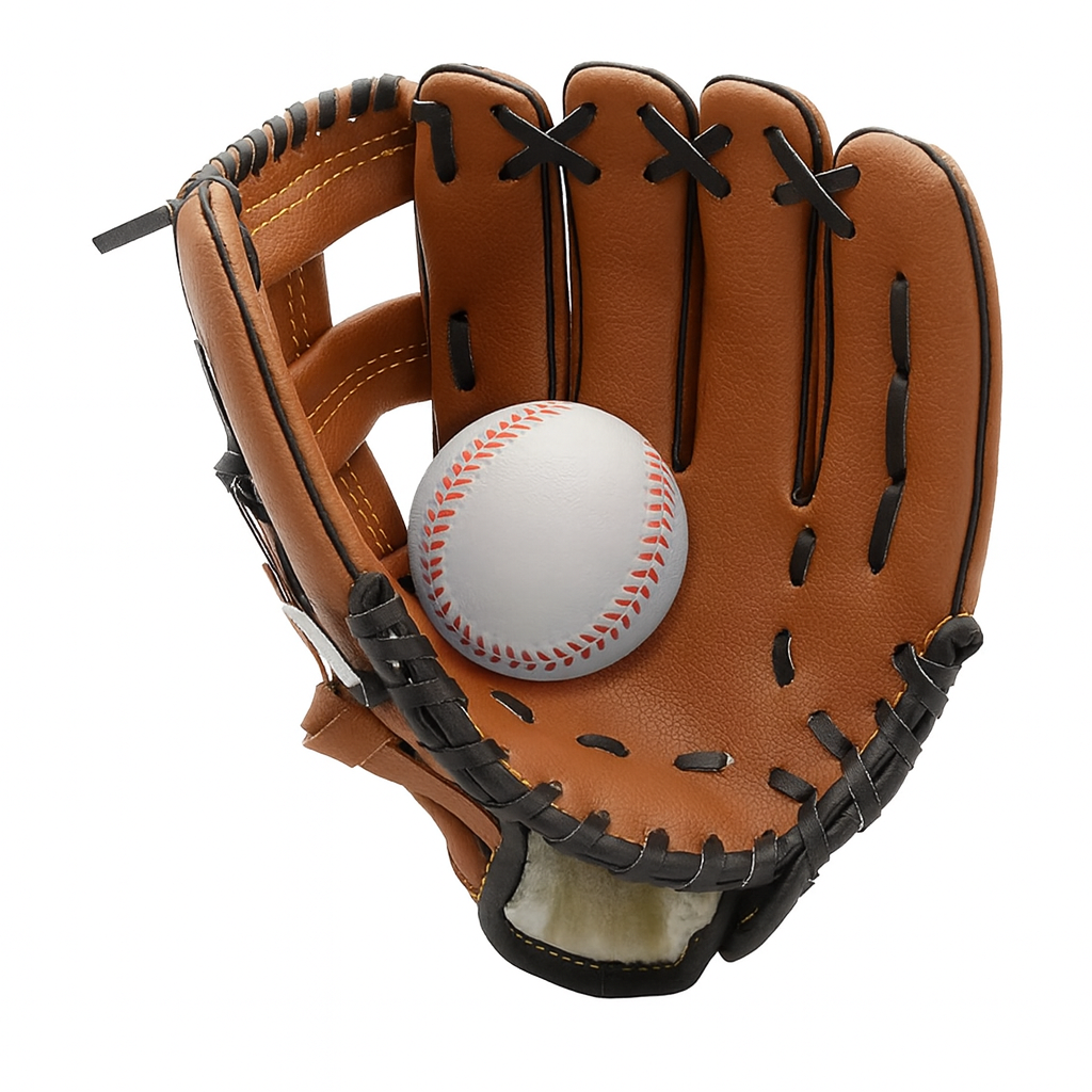 Left-Handed PU Leather Baseball Glove with Ball