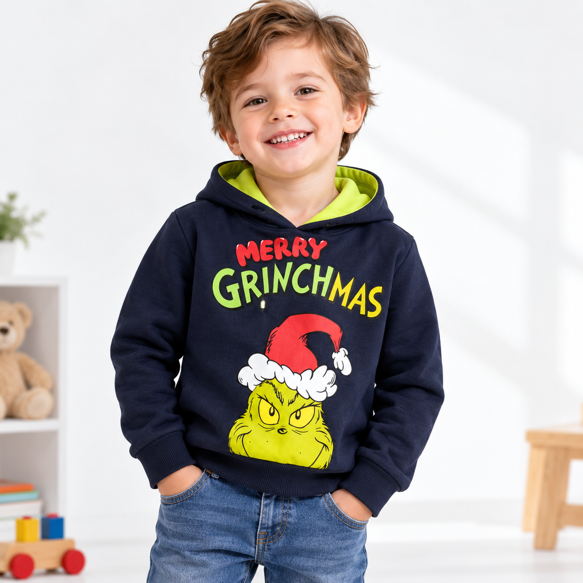 Kids' Grinch Cotton Blend Hoodie